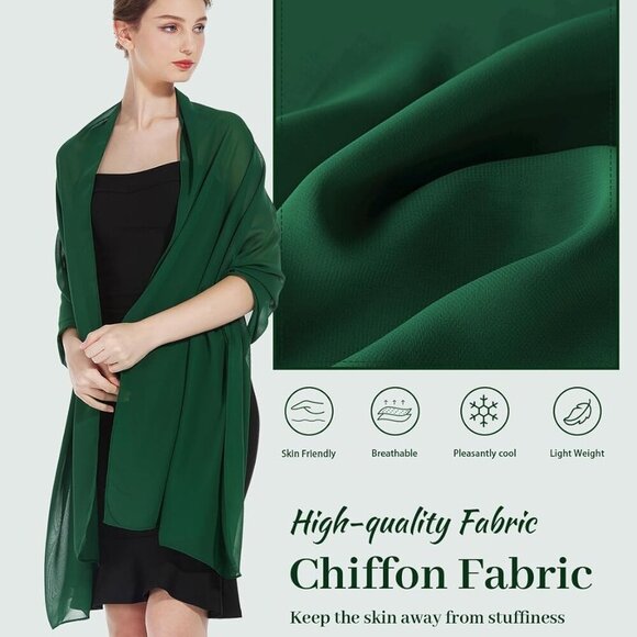 Women Chiffon Shawls and Wraps for Evening Dresses Wedding Party Travel Scarves - Picture 3 of 6